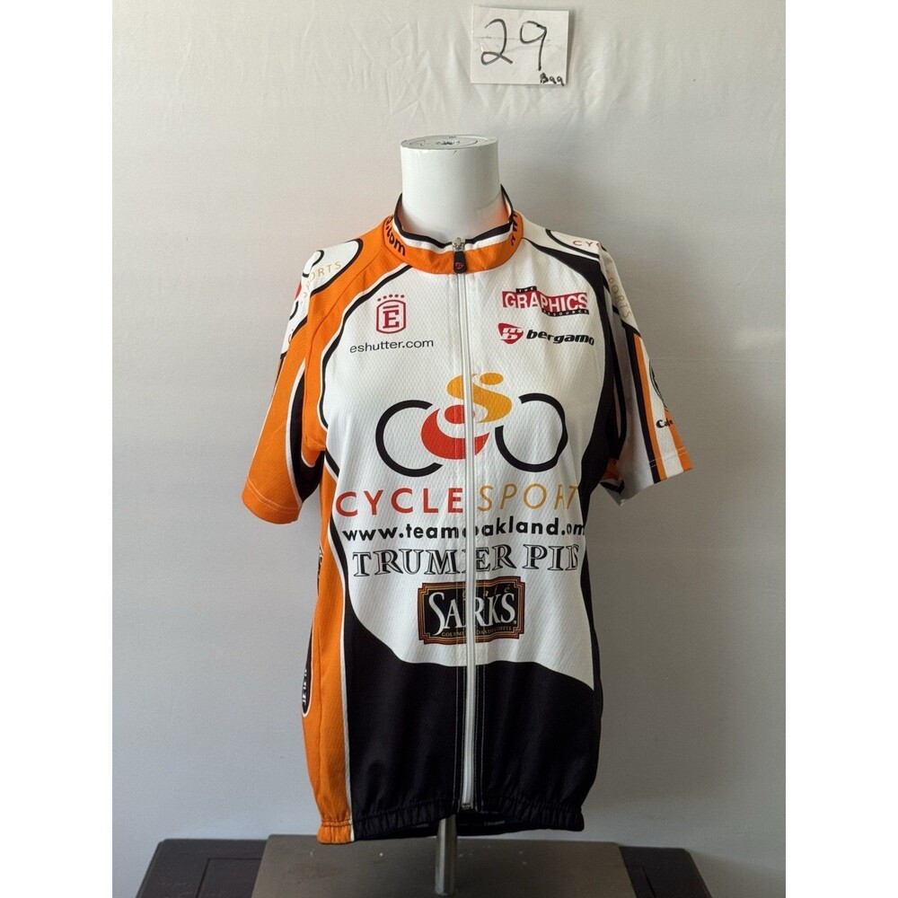 Bergamo Team Oakland Cycle Sports Cycling Jersey Made Italy Full Zip Large